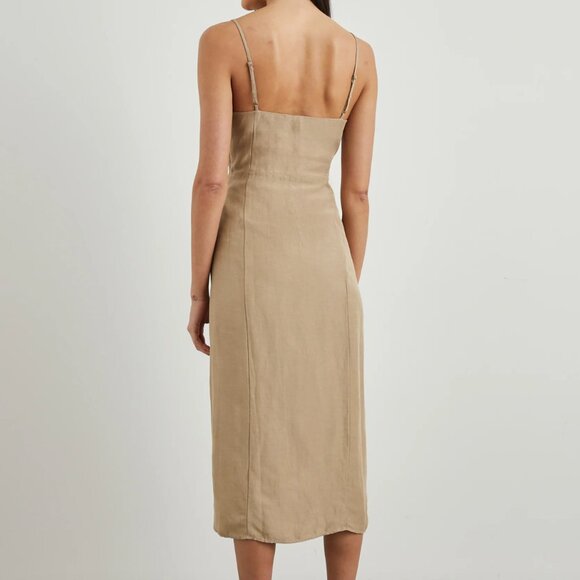 NWT Rails | Ellasandra Linen-Blend Tan Cocktail Dress Midi Length | Size Small - Picture 6 of 16